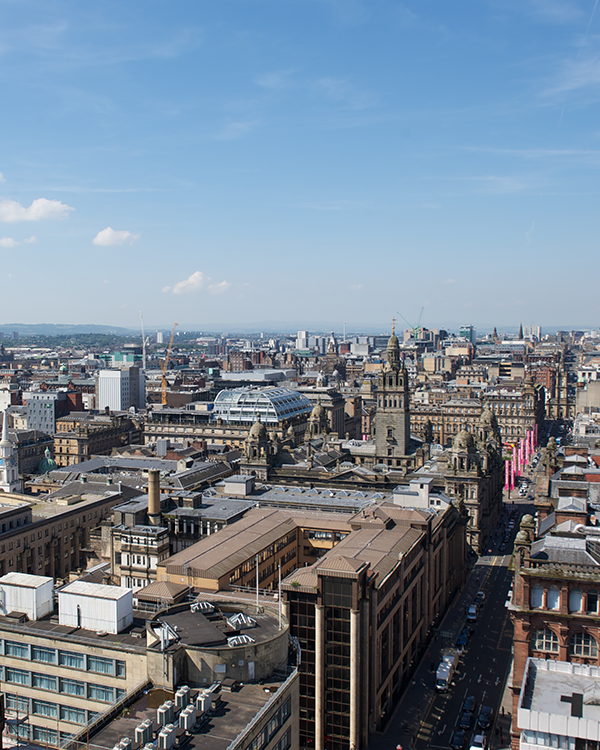 Aerial view of Glasgow city centre